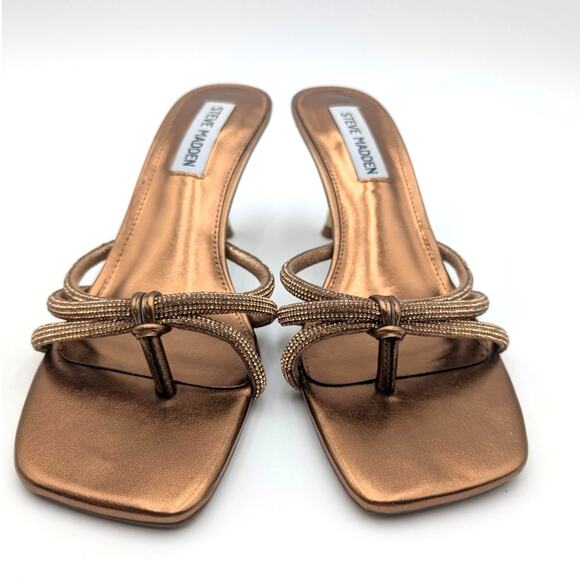 Steve Madden Jazzee Embellished Slide Sandal Women's Bronze Size US6 EU37 - Picture 2 of 11